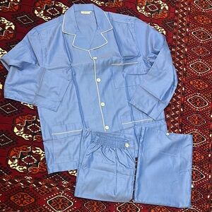 🌺🌺 NWT Domenico Vacca Blue Pajama set long sleeves with pants and bag